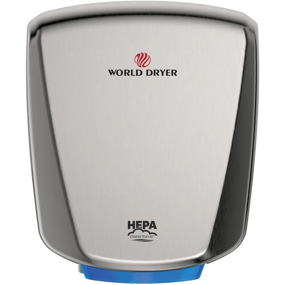 Q-973A2 WORLD DRYER VERDEdri villámgyors kézszárító zajszint csökkentővel, rozsdamentes acél, selyem, 950W, 12mp, 69dB SILENT