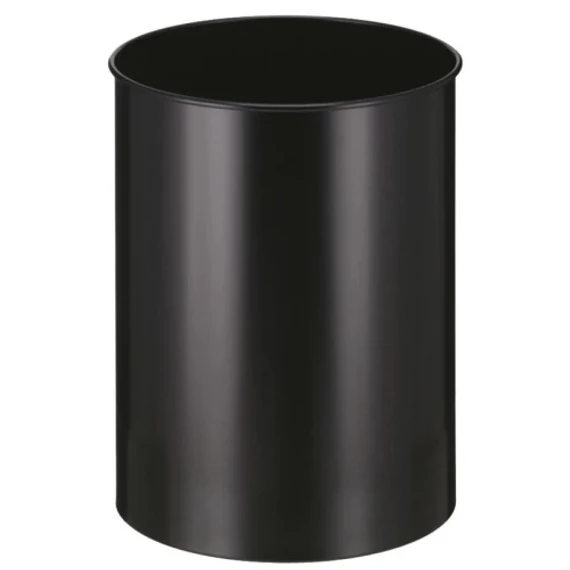 Fedél nélküli kerek hulladékgyűjtő, 30 liter, szinterezett acél, fekete