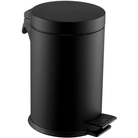 Pedálos hulladékgyűjtő kerek 3L, acél, matt fekete
