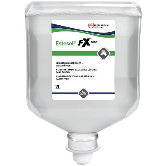 SCJP Estesol Pure FX Light Duty illatanyag- és színezékmentes kézmosó habszappan, hipoallergén, fokozott tisztítóhatás: 3/5, Light Duty adagolóhoz, 2L patron