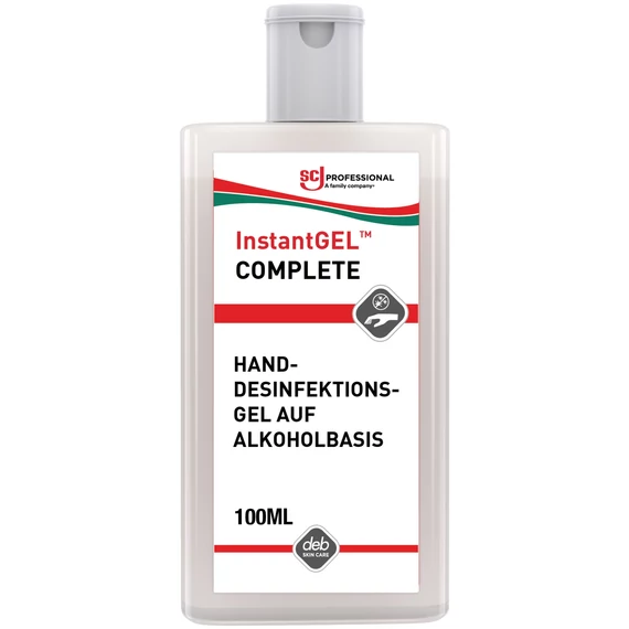 SCJP InstantGEL COMPLETE alkoholos kézfertőtlenítő gél, széles hatásspektrum, illat- és színezékmentes, hipoallergén, 100ml flip kupakos flakon