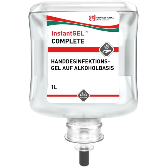 SCJP InstantGEL COMPLETE alkoholos kézfertőtlenítő gél, széles hatásspektrum, illat- és színezékmentes, hipoallergén, Proline manuális adagolóhoz, 1L patron