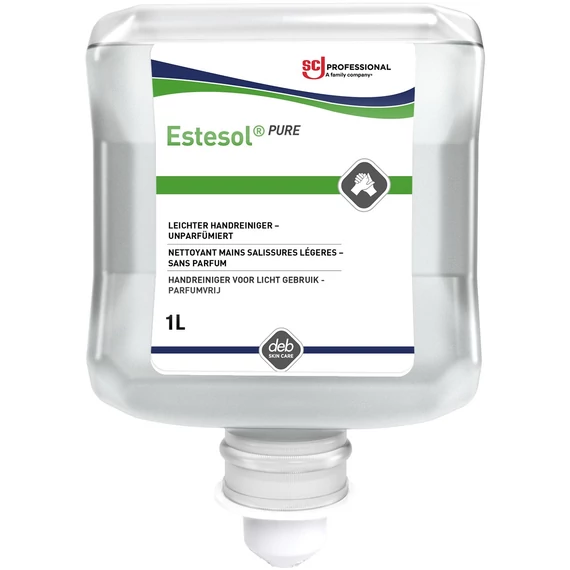 SCJP Estesol Pure Light Duty illatanyag- és színezékmentes kézmosó gél, tusfürdő és sampon, hipoallergén, tisztítóhatás: 2/5, Light Duty manuális adagolóhoz, 1L patron