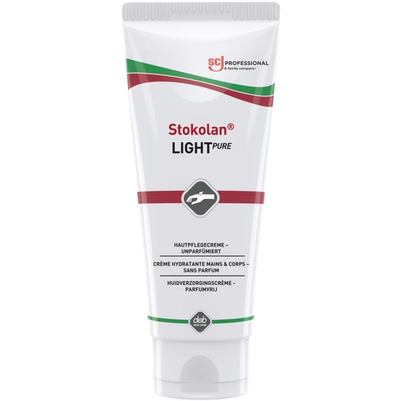 SCJP Restore Stokolan Light Pure munkavégzés utáni regeneráló kézkrém shea vajjal, illatanyag- és színezékmentes, bőrpuhító és hidratáló összetevőkkel, szilikonmentes, 100ml tubus