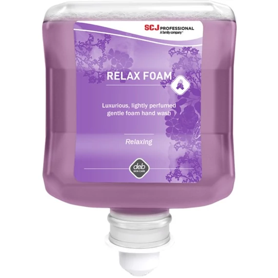 SCJP Relax Foam habszappan illóolajokat tartalmazó relaxáló illattal - cédrusfa és pacsuli, lila, Proline manuális adagolóhoz, 1L patron