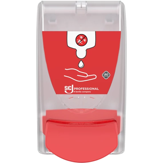 SCJP Proline Sanitize kézfertőtlenítő adagoló InstantFOAM COMPLETE és InstantGEL kézfertőtlenítő patronhoz, manuális, 1L, színtelen/piros