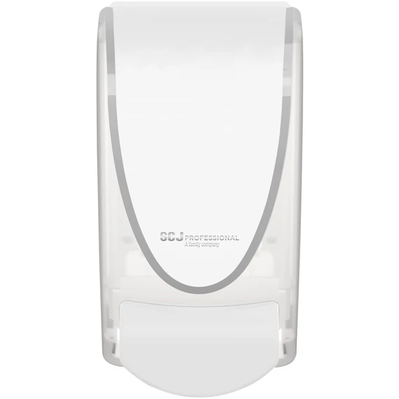 SCJP Proline Quick-View nyomógombos adagoló patronos rendszerű kézhigiénés és bőrápoló termékekhez, manuális, 1L, ABS műanyag, fehér/opálos/króm