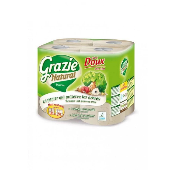 Lucart GRAZIE NATURAL háztartási toalettpapír 2 rétegű, 8 tekercses