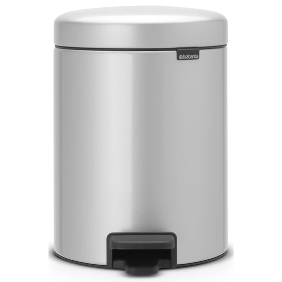Brabantia NewIcon pedálos hulladékgyűjtő szagmentesen záródó Soft-Close fedél, műanyag tartály, 5L - W méret, acél, metál szürke - 112904