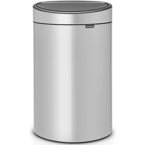 Brabantia Touch Bin New Soft-Touch nyomófedeles hulladékgyűjtő belső tartállyal, ovális, 40L - L méret, acél, metál szürke - 114922