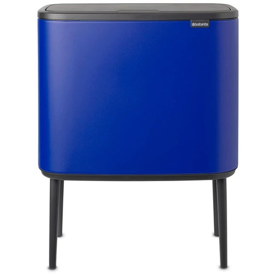 Brabantia Bo Touch Bin nyomófedeles szelektív hulladékgyűjtő, magasított, lábakon álló, műanyag tartály, 11+23L - X+J méret, acél, kobaltkék ásványi textúra - 208348