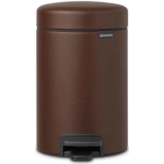Brabantia NewIcon pedálos hulladékgyűjtő szagmentesen záródó Soft-Close fedél, műanyag tartály, 3L - V méret, acél, égetett umbra barna ásványi textúra - 208522