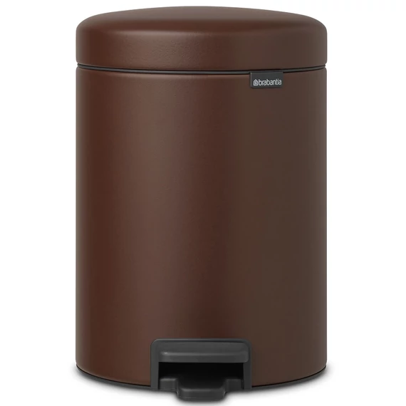 Brabantia NewIcon pedálos hulladékgyűjtő szagmentesen záródó Soft-Close fedél, műanyag tartály, 5L - W méret, acél, égetett umbra barna ásványi textúra - 208546