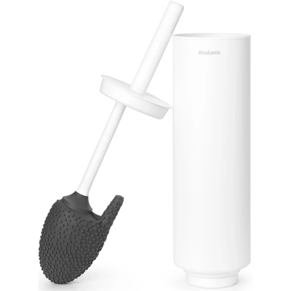 Brabantia MindSet fali WC-kefe tartó higiénikus szilikon fejű WC-kefével, acél, szikrázó fehér ásványi textúra - 303029