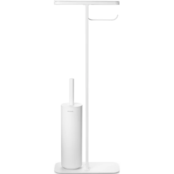 Brabantia MindSet WC-inas - WC-papír tartó állvány polccal, WC-kefével, acél, szikrázó fehér ásványi textúra - 303067