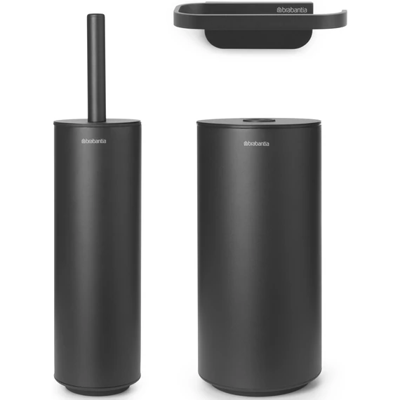 Brabantia MindSet 3db-os WC pipere csomag, WC-kefe, WC-papír és tartalék WC-papír tartó, acél, határtalan szürke ásványi textúra - 303685