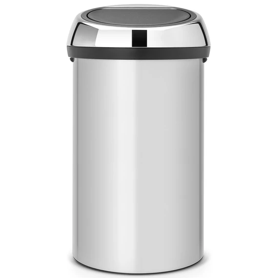 Brabantia Touch Bin nyomófedeles hulladékgyűjtő XXL, 60L - H méret, metál szürke acél test, fényes fedő - 402425