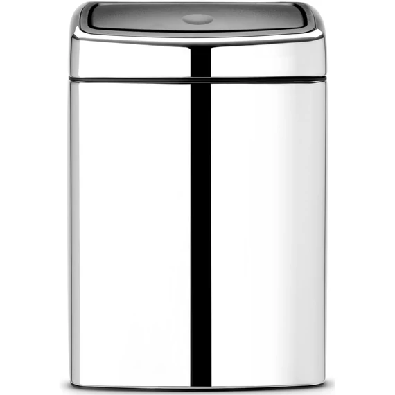 Brabantia Touch Bin fali/álló nyomófedeles hulladékgyűjtő S, szögletes, 10L - C méret, r.m. acél, fényes - 477201