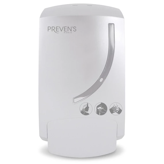 GOJO PREVEN'S PARIS CURVE tusfürdő, sampon és szappanadagoló szintjelzővel, 300 ml-es patronos utántöltés PREVENS PARIS töltetekkel, kis méretű, zárható, ABS műanyag, fehér