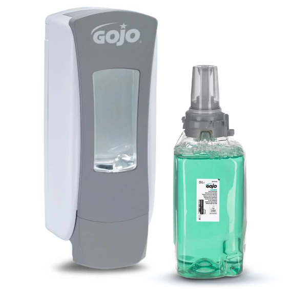 GOJO ADX-12 Starter kezdőcsomag D1 - 1db fehér/szürke ADX-12 nyomógombos adagoló + 1db Luxus habszappan és habtusfürdő patron 1250ml