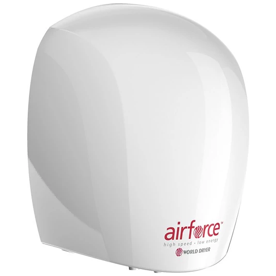 J48-974 WORLD DRYER AIRFORCE antibakteriális kézszárító, alumínium, fehér, 1100 W, 12 mp, 83 dB
