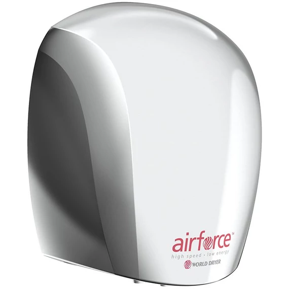 J48-970 WORLD DRYER AIRFORCE antibakteriális kézszárító, alumínium, fényes, 1100 W, 12 mp, 83 dB