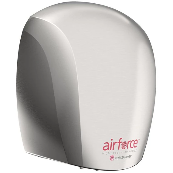 J48-973 WORLD DRYER AIRFORCE antibakteriális kézszárító, r.m. acél, selyem, 1100 W, 12 mp, 83 dB