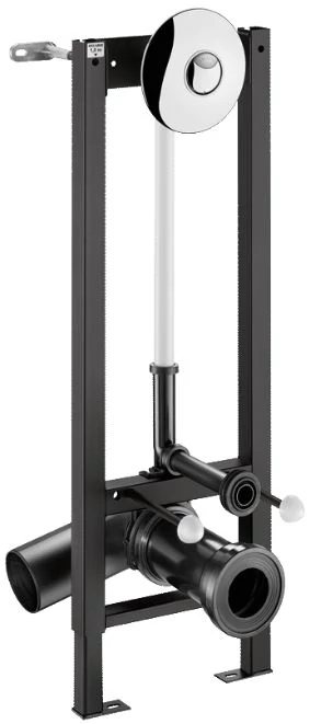 DELABIE TEMPOFIX 3 WC szerelőkeret direkt öblítésű szeleppel, 3L/6L kerek fényes nyomógomb, fali, 30-60 mm előtétfalhoz