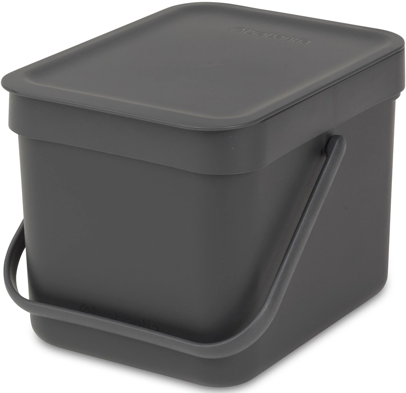 Brabantia Sort - Go konyhai szemetes felnyitható fedéllel, fogantyúval szelektív és komposzt gyűjtéséhez, 6L - S méret, sötétszürke - 109720