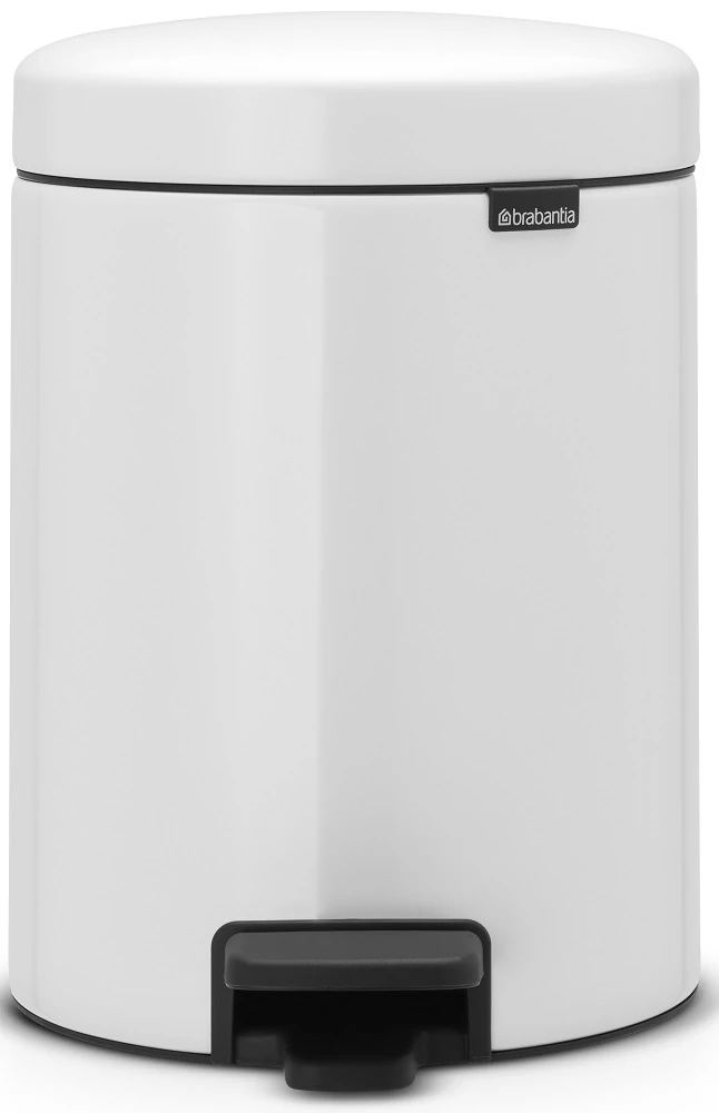 Brabantia NewIcon pedálos hulladékgyűjtő szagmentesen záródó Soft-Close fedél, műanyag tartály, 5L - W méret, acél, fehér - 112065