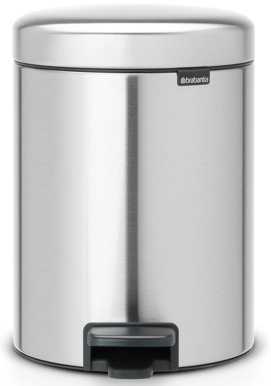 Brabantia NewIcon pedálos hulladékgyűjtő szagmentesen záródó Soft-Close fedél, műanyag tartály, 5L - W méret, r.m. acél, selyem ujjlenyomatmentes - 112102
