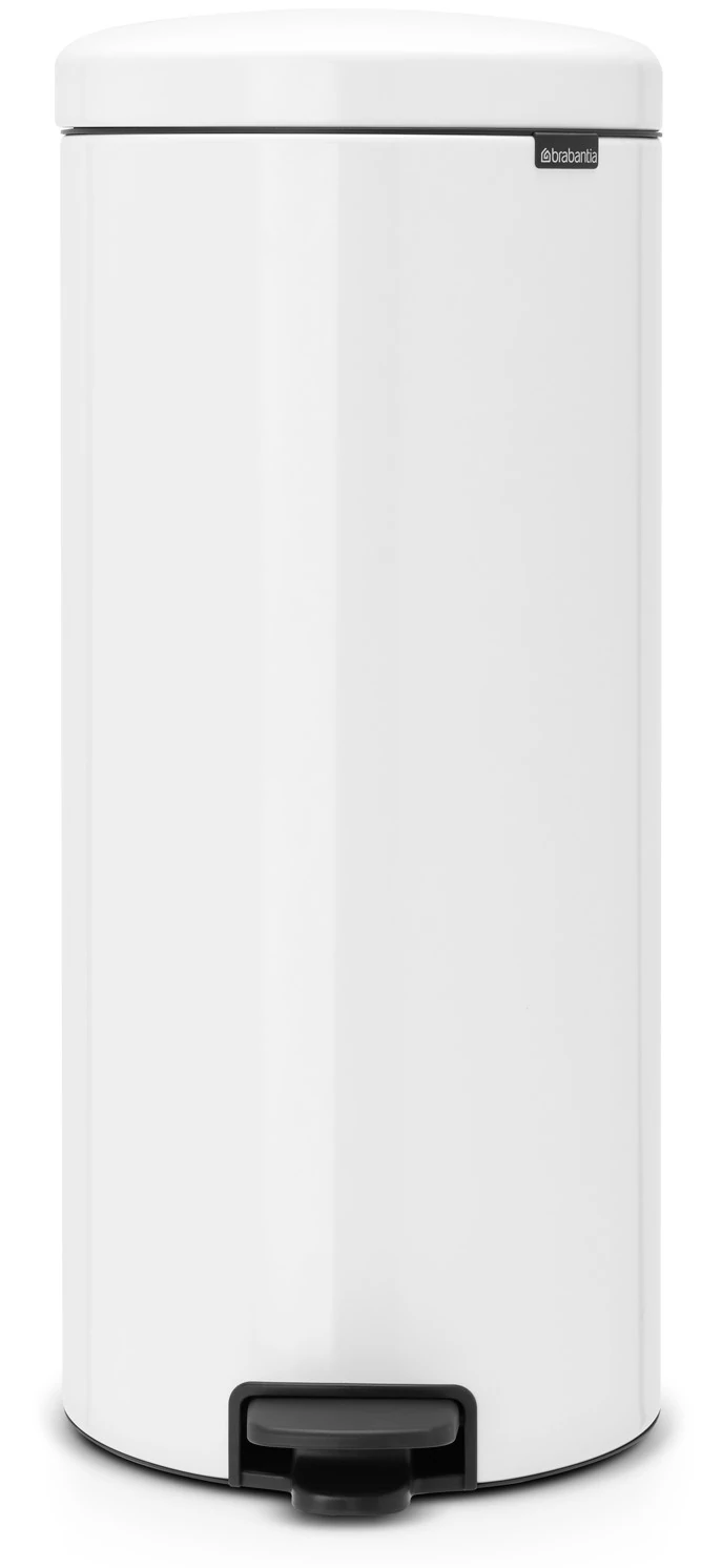 Brabantia NewIcon pedálos hulladékgyűjtő szagmentesen záródó Soft-Close fedél, acél belső tartály, 30L - G méret, acél, fehér - 114748