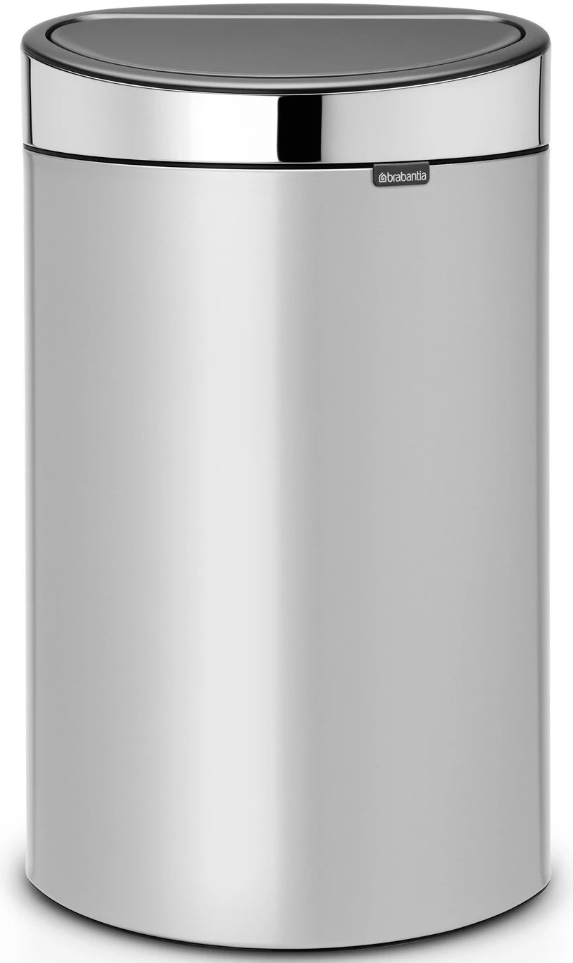 Brabantia Touch Bin New Soft-Touch nyomófedeles hulladékgyűjtő belső tartállyal, ovális, 40L - L méret, acél, metál szürke test, fényes fedő - 114861