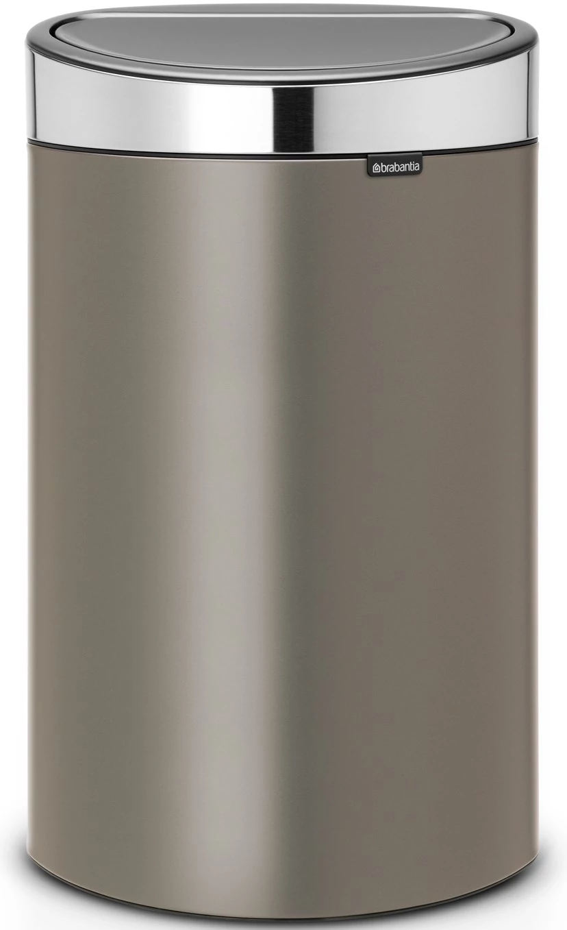 Brabantia Touch Bin New Soft-Touch nyomófedeles hulladékgyűjtő belső tartállyal, ovális, 40L - L méret, acél, platinaszürke test, selyem fedő - 114885