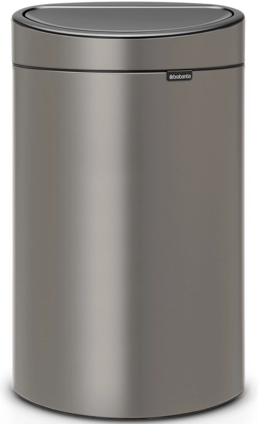 Brabantia Touch Bin New Soft-Touch nyomófedeles hulladékgyűjtő belső tartállyal, ovális, 40L - L méret, acél, platinaszürke - 114908