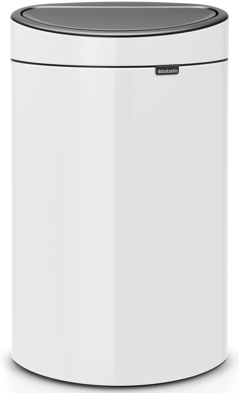 Brabantia Touch Bin New Soft-Touch nyomófedeles hulladékgyűjtő belső tartállyal, ovális, 40L - L méret, acél, fehér - 114984