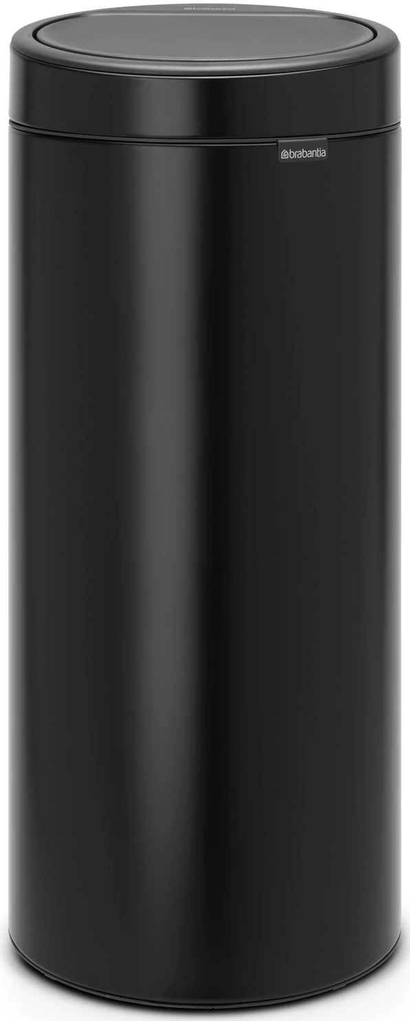 Brabantia Touch Bin New Soft-Touch nyomófedeles hulladékgyűjtő belső tartállyal, kerek, 30L - G méret, acél, matt fekete - 115301