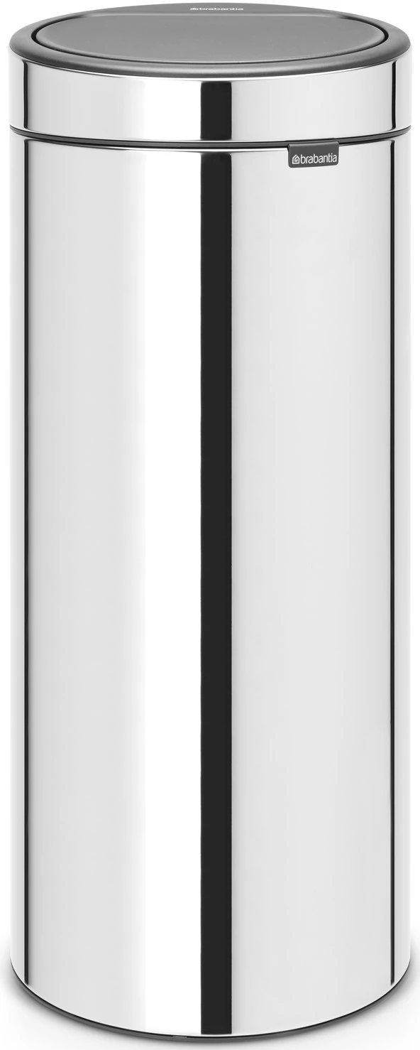 Brabantia Touch Bin New Soft-Touch nyomófedeles hulladékgyűjtő belső tartállyal, kerek, 30L - G méret, r.m. acél, fényes - 115325