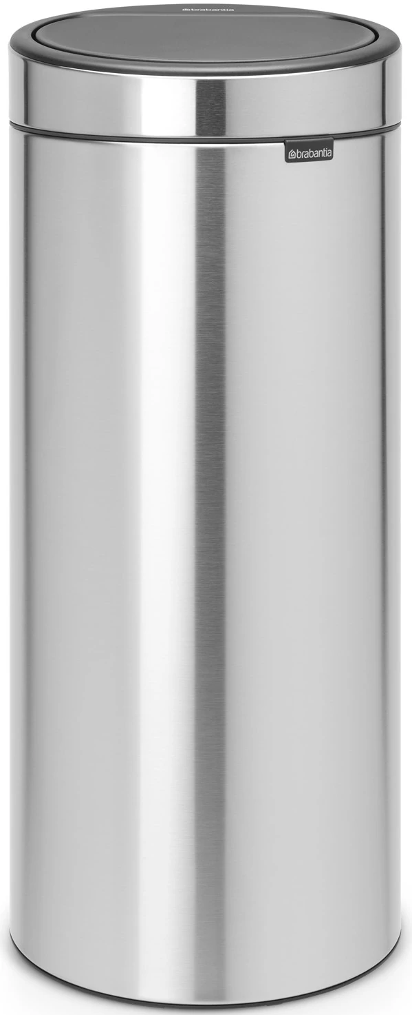 Brabantia Touch Bin New Soft-Touch nyomófedeles hulladékgyűjtő belső tartállyal, kerek, 30L - G méret, r.m. acél, selyem - 115349