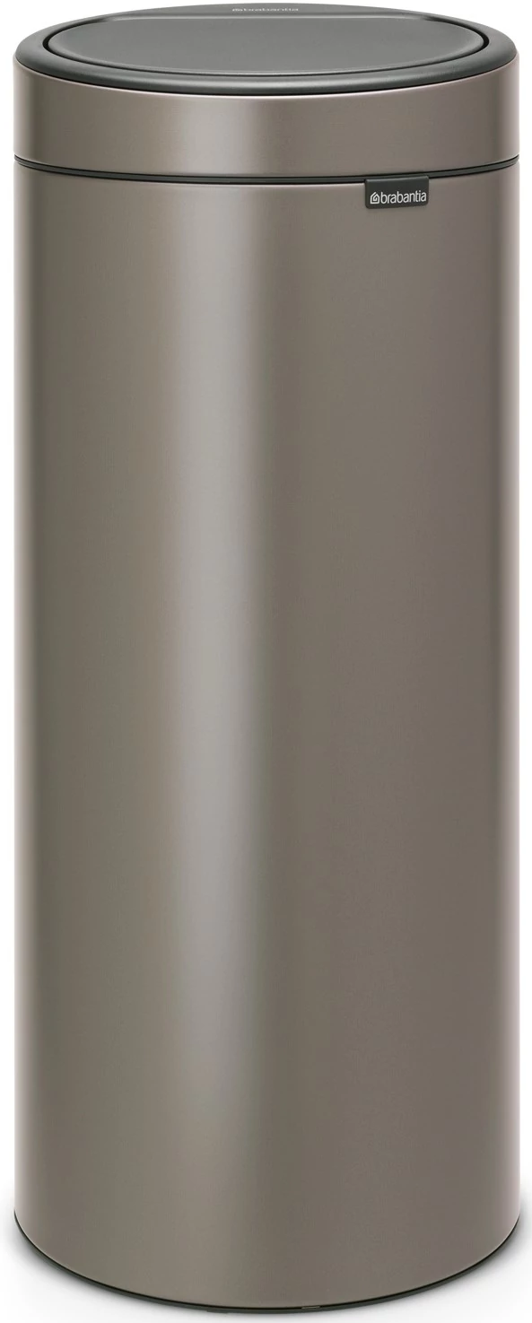 Brabantia Touch Bin New Soft-Touch nyomófedeles hulladékgyűjtő belső tartállyal, kerek, 30L - G méret, acél, platinaszürke - 115363