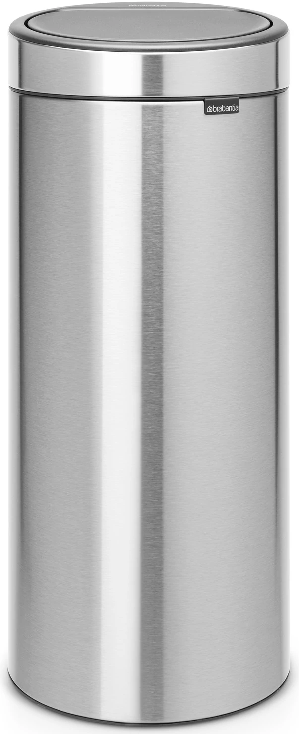 Brabantia Touch Bin New Soft-Touch nyomófedeles hulladékgyűjtő belső tartállyal, kerek, 30L - G méret, r.m. acél, selyem ujjlenyomatmentes - 115462