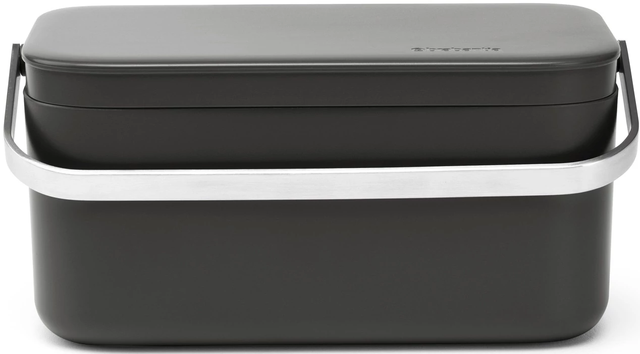 Brabantia Food Waste Caddy élelmiszerhulladék-gyűjtő 1800ml, ABS műanyag, r.m. acél fogantyú, sötétszürke - 117541