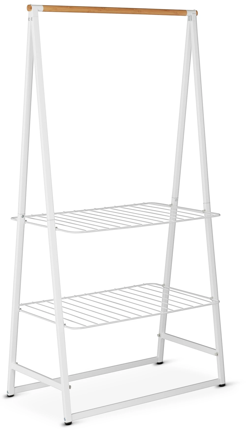 Brabantia Linn Clothes Rack Large ruhatartó állvány, 995x1900x570mm nagy méret, 2db állítható magasságú rácsos polc, bambusz rúd, acél váz, fehér - 118265