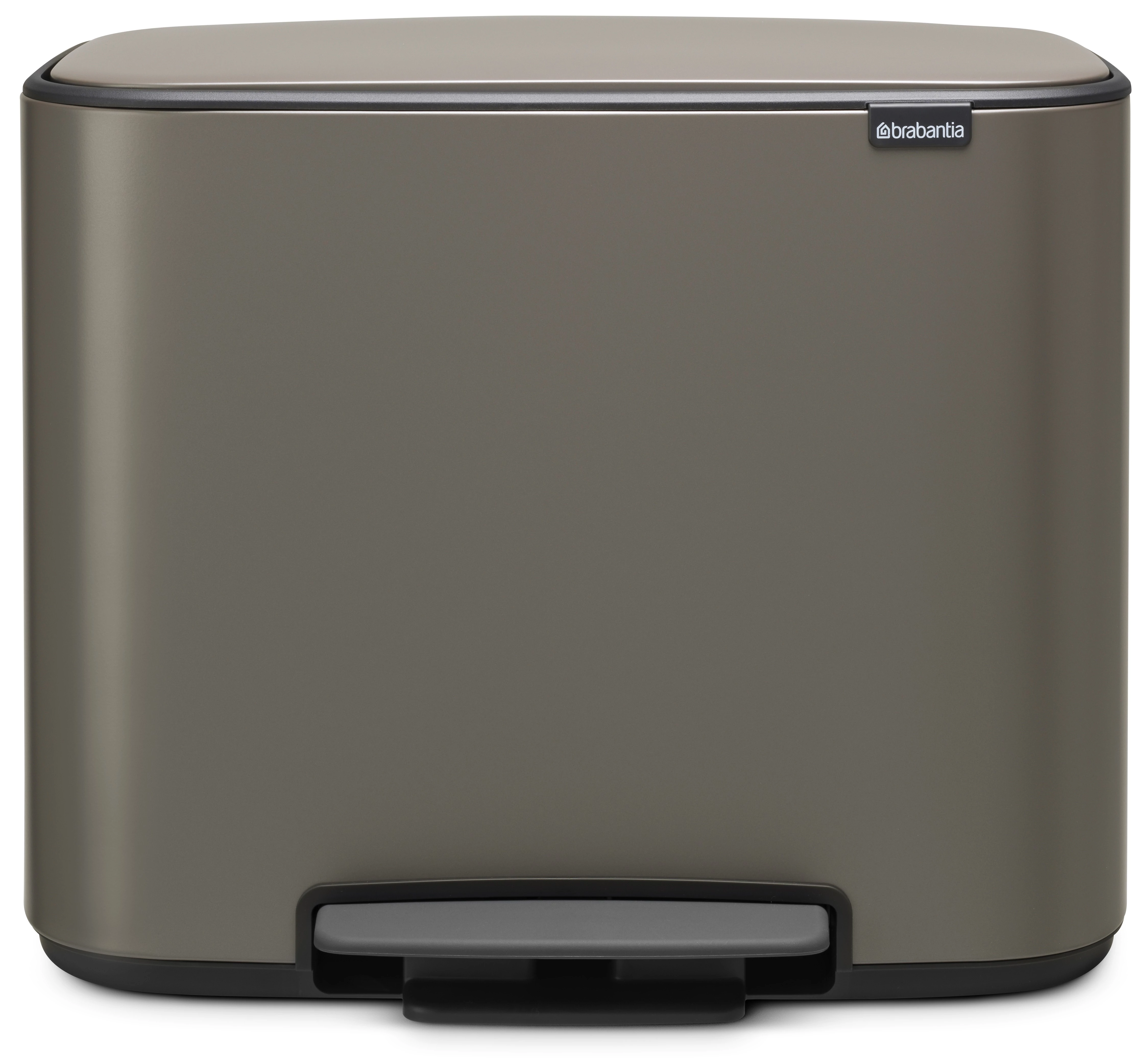 Brabantia Bo Pedal Bin pedálos szelektív hulladékgyűjtő szagmentesen záródó Soft-Close fedél, műanyag tartály, 3x11L - X méret, acél, platinaszürke - 121067