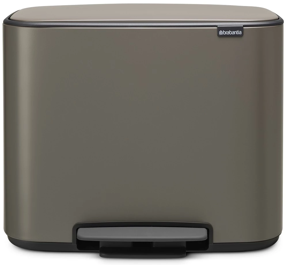 Brabantia Bo Pedal Bin pedálos hulladékgyűjtő szagmentesen záródó Soft-Close fedél, műanyag tartály, 36L - R méret, acél, platinaszürke - 121449