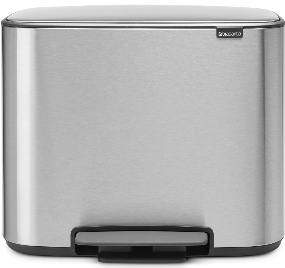 Brabantia Bo Pedal Bin pedálos hulladékgyűjtő szagmentesen záródó Soft-Close fedél, műanyag tartály, 36L - R méret, r.m. acél, selyem ujjlenyomatmentes - 121487