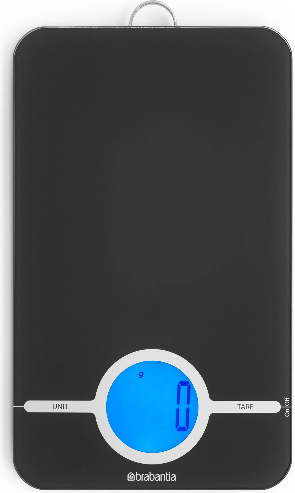 Brabantia Tasty+ digitális konyhai mérleg, 5kg teherbírás, 0,1kg pontossággal mér, LCD kijelzővel, elemes, műanyag test, üveg fedlap, sötétszürke - 122644