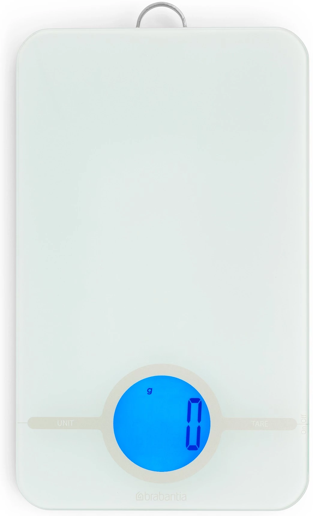 Brabantia Tasty+ digitális konyhai mérleg, 5kg teherbírás, 0,1kg pontossággal mér, LCD kijelzővel, elemes, műanyag test, üveg fedlap, világosszürke - 122668