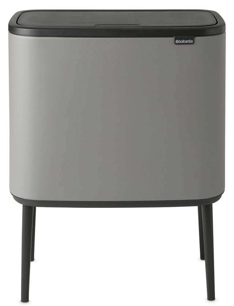 Brabantia Bo Touch Bin nyomófedeles hulladékgyűjtő, magasított, lábakon álló, műanyag tartály, 36L - R méret, acél, betonszürke ásványi textúra - 127205