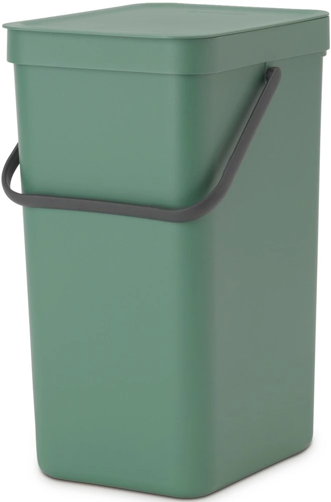 Brabantia Sort - Go konyhai szemetes felnyitható fedéllel, fogantyúval szelektív és komposzt gyűjtéséhez, 16L - D méret, platina zöld - 129827